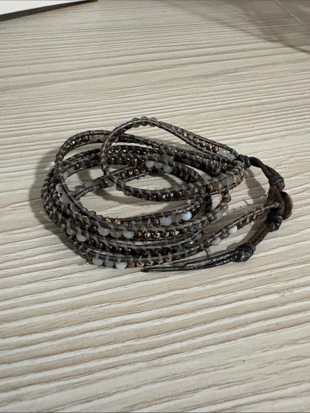 Chan Luu Gray and Brown Multi‑Wrap Beaded Bracelet